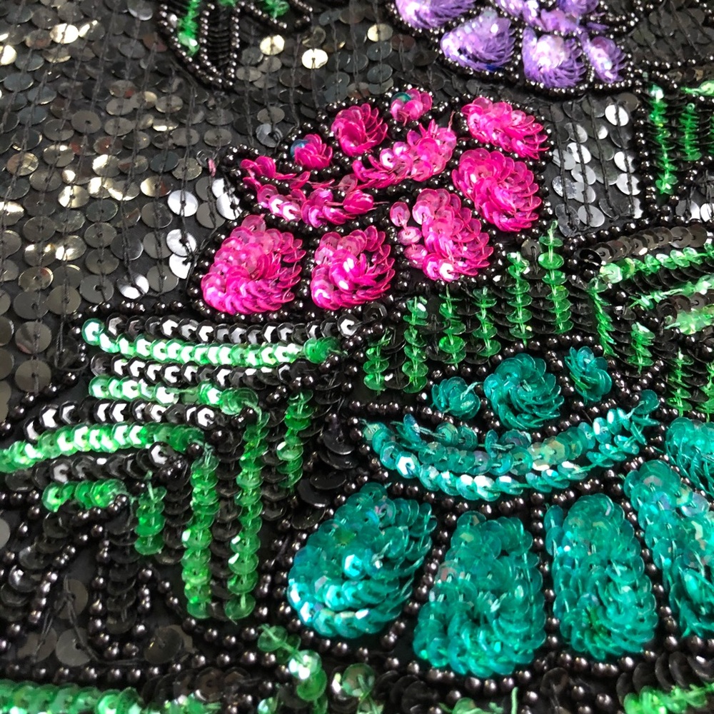 Stunning Vintage Full Sequin Beaded Floral Blouse - Picture 4 of 7
